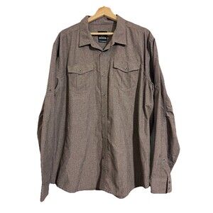 Prana Brown Casual Button Up Shirt XL Roll Tab Sleeves Hiking Outdoor